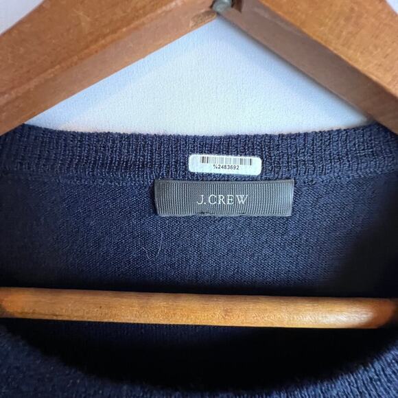 J. Crew Wool Sweater Women’s Small Black Zipper Detail Crew Neck Pullover Black - Picture 4 of 5